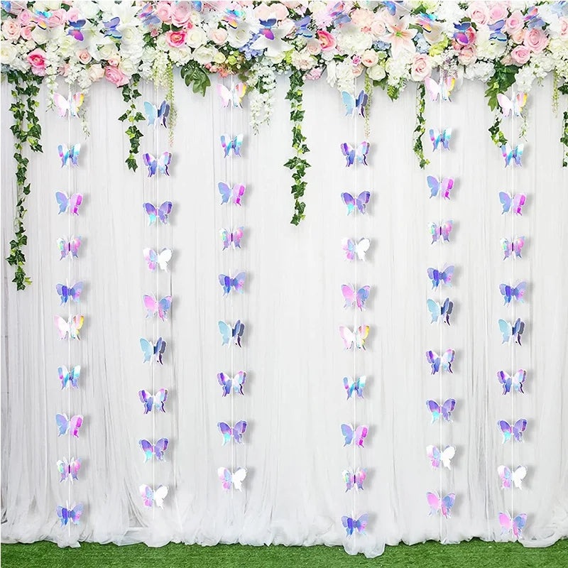 Iridescent Butterfly Streamers Garlands Set for Wedding (4pcs)