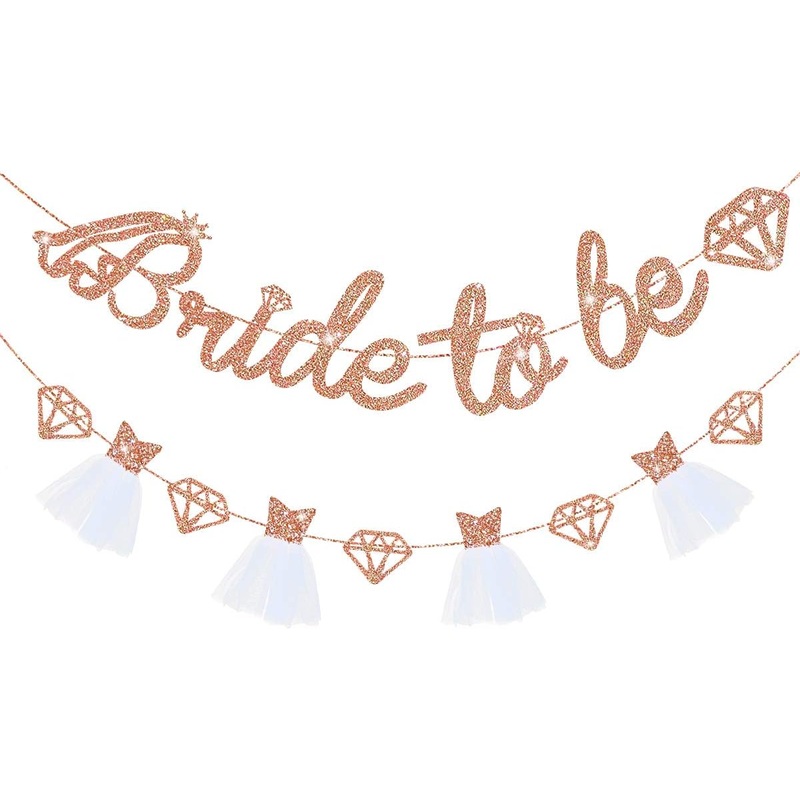 Rose Gold 'Bride To Be' Wedding Shower Decor Banner Glitter Paper (6m)