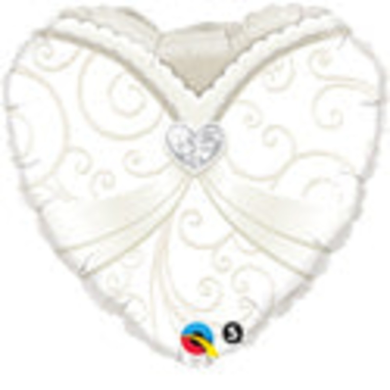 Standard 18" Wedding Heart Mr and Mrs Wedding Gown and Tuxedo Balloons