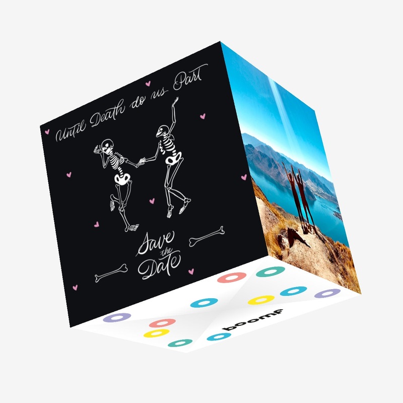 Black Background Skeleton Couple Wedding Invitation Confetti-exploding Greetings Card