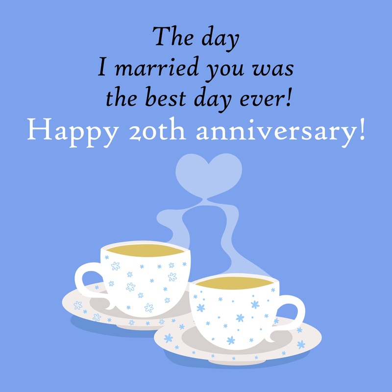 Coffee Cups Happy 20th Wedding Anniversary Card