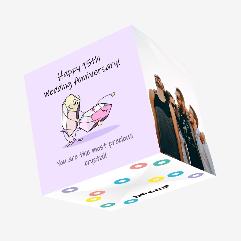 Crystals Happy 15th Wedding Anniversary Confetti-exploding Greetings Card