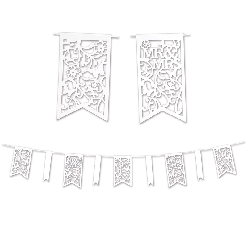 Die-Cut Mr & Mrs Wedding Party Pennant Banner