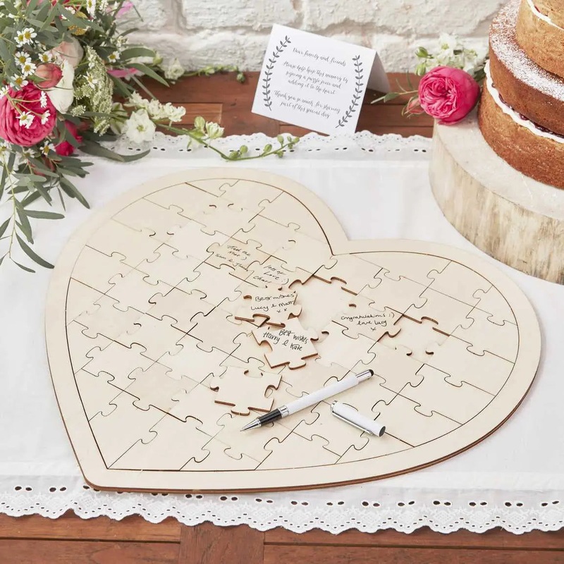 Ginger Ray Heart Jigsaw Wedding Guest Book Alternative