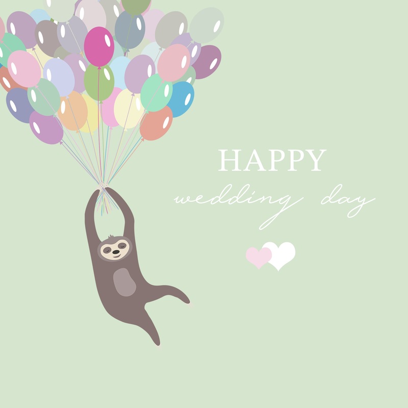 Happy Wedding Day Sloth And Balloons