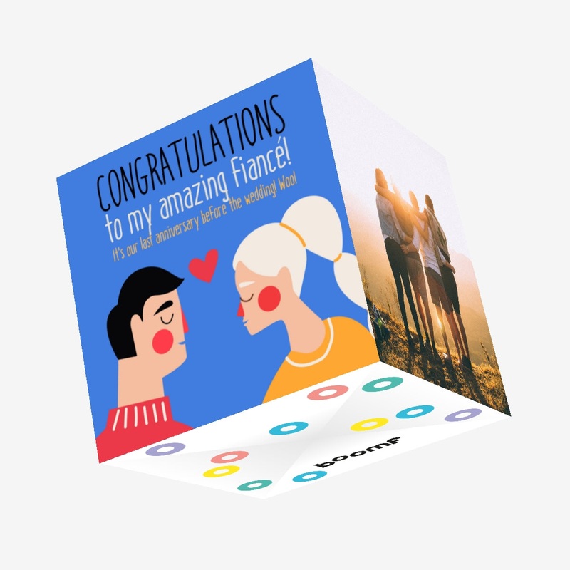 Last Anniversary Before Wedding Fiance Confetti-exploding Greetings Card