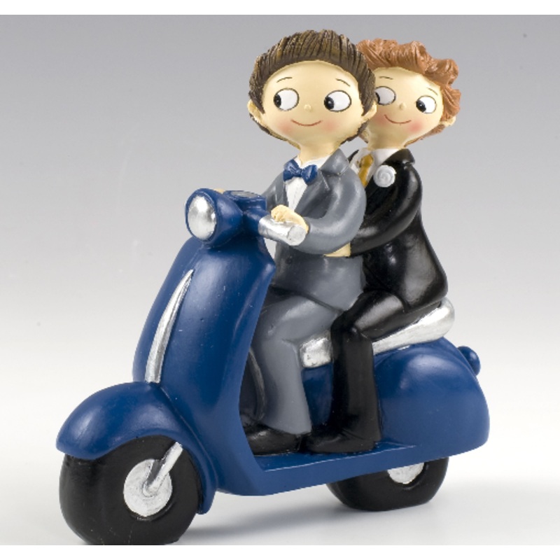 Motorbike Wedding Couple Figurine
