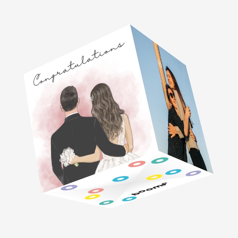 Congratulations Beautiful Illustration Wedding Confetti-exploding Greetings Card