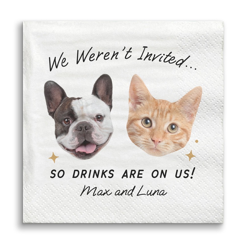 Custom Face Napkins - Drinks On Us Pet Wedding