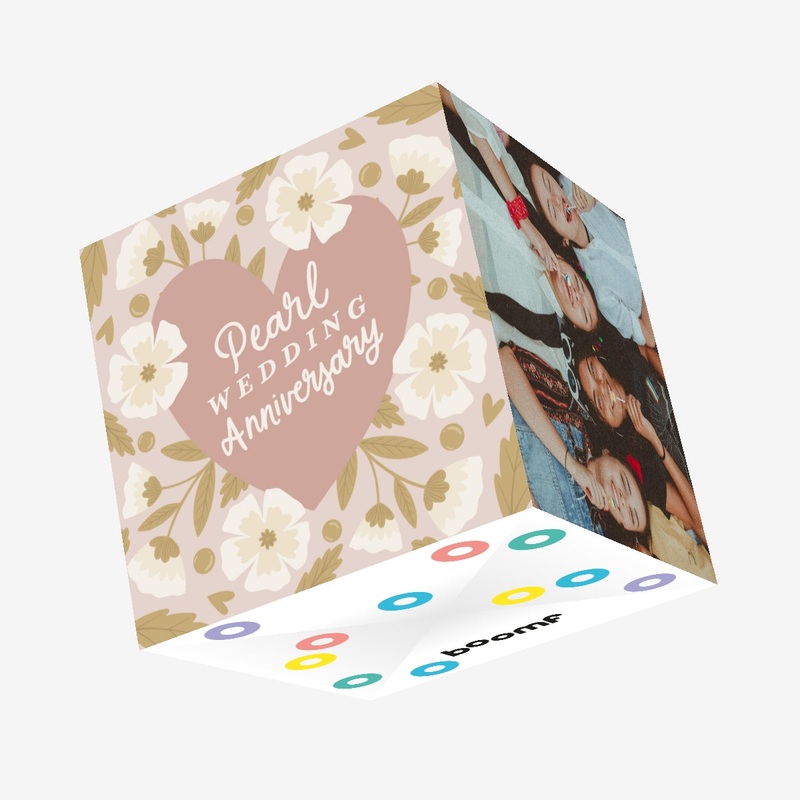 Delicate Flowers Pearl Wedding Anniversary Confetti-exploding Greetings Card
