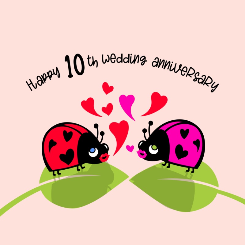 Happy 10th Wedding Anniversary Lovebugs Card