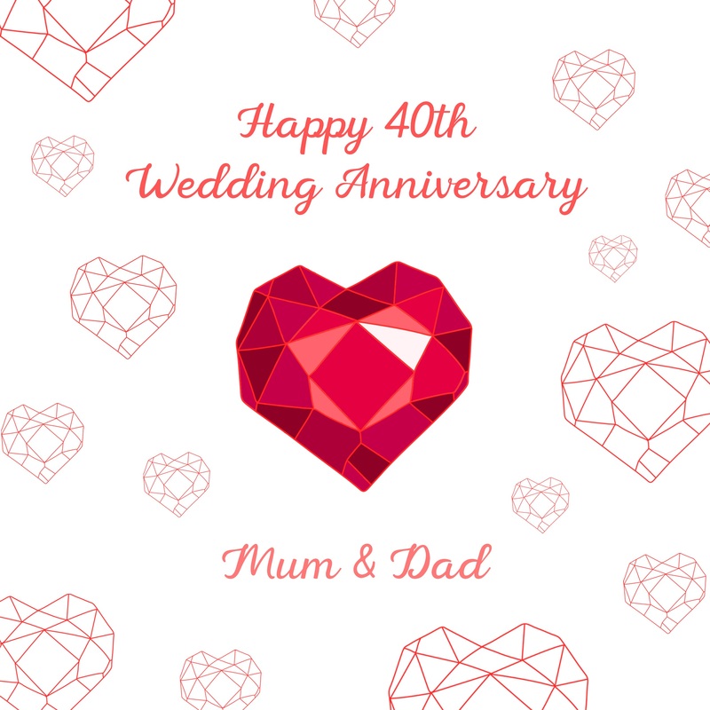 Happy 40th Wedding Anniversary Mum And Dad Ruby Heart
