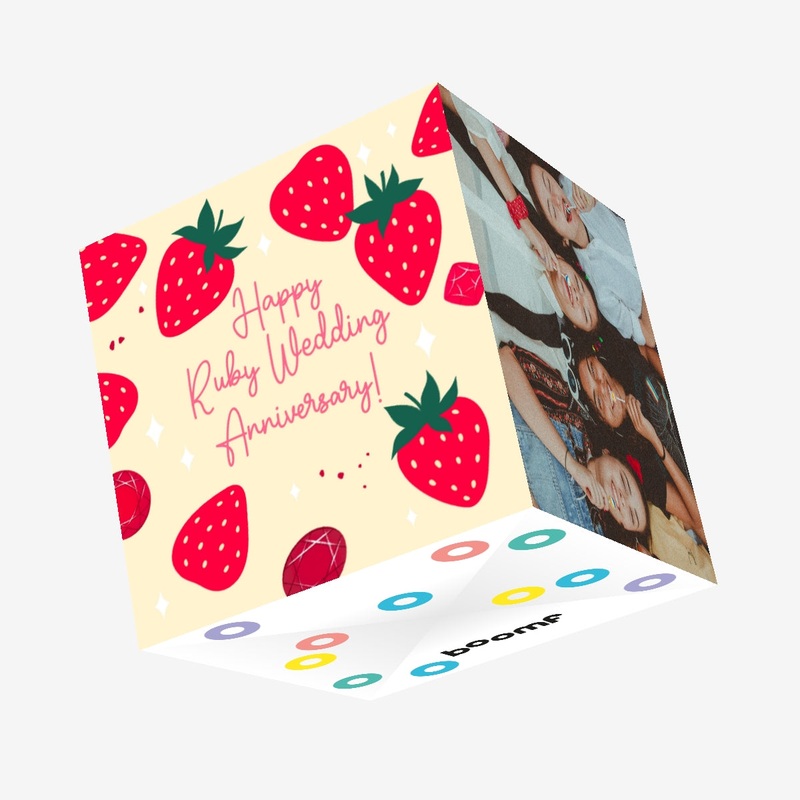 Happy Ruby Wedding Anniversary Strawberries Confetti-exploding Greetings Card