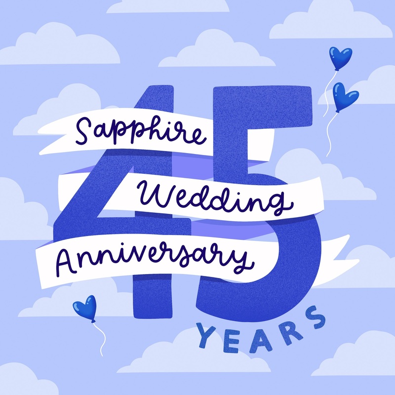 Little Heart-Shaped Balloons Sapphire Wedding Anniversary Card