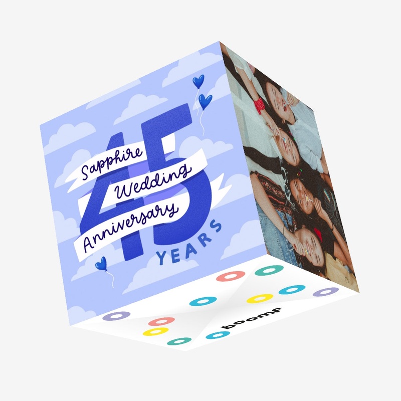 Little Heart-Shaped Balloons Sapphire Wedding Anniversary Confetti-exploding Greetings Card
