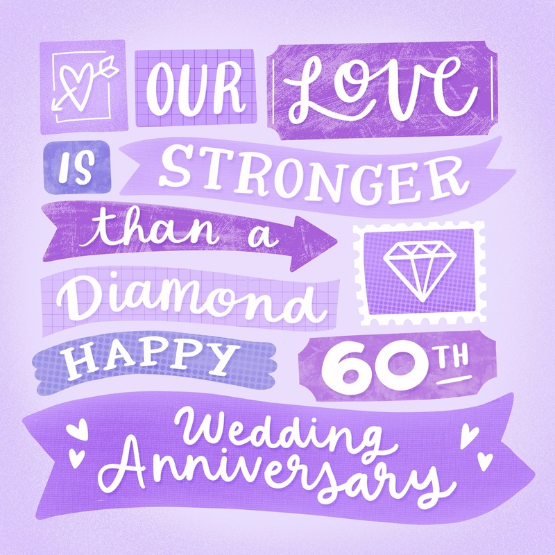 Love Stronger Than A Diamond 60th Wedding Anniversary Card