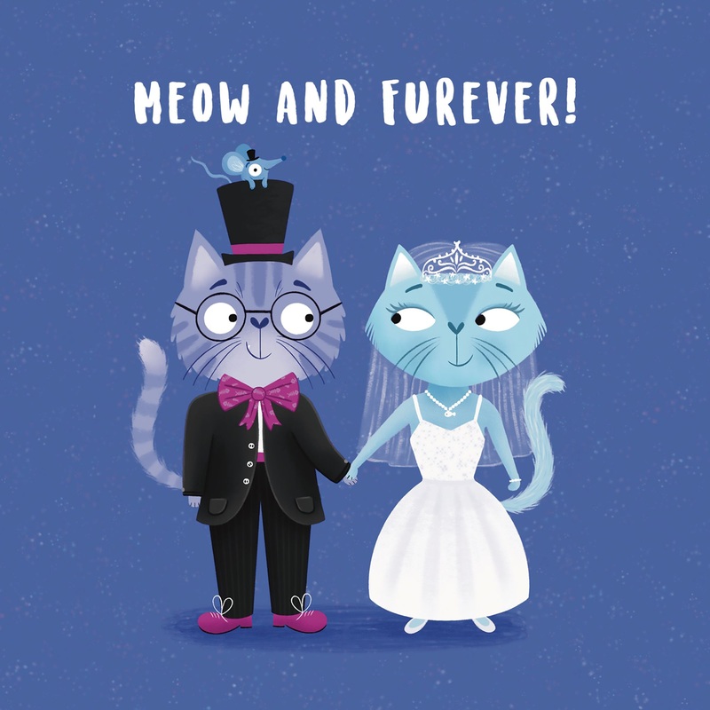 Meow and Furever Cat Wedding Card
