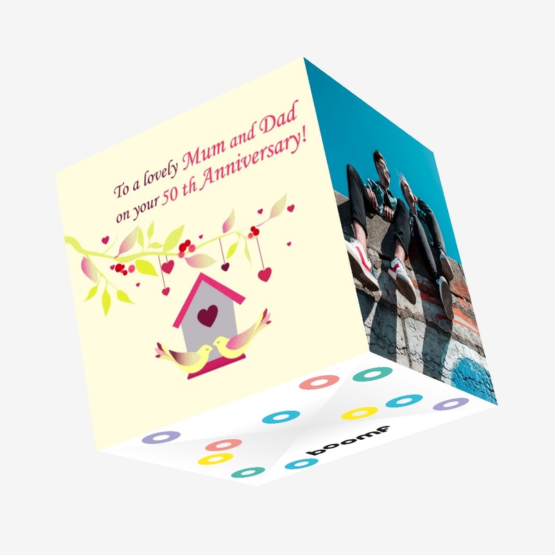 Mum And Dad Happy 50th Wedding Anniversary Confetti-exploding Greetings Card