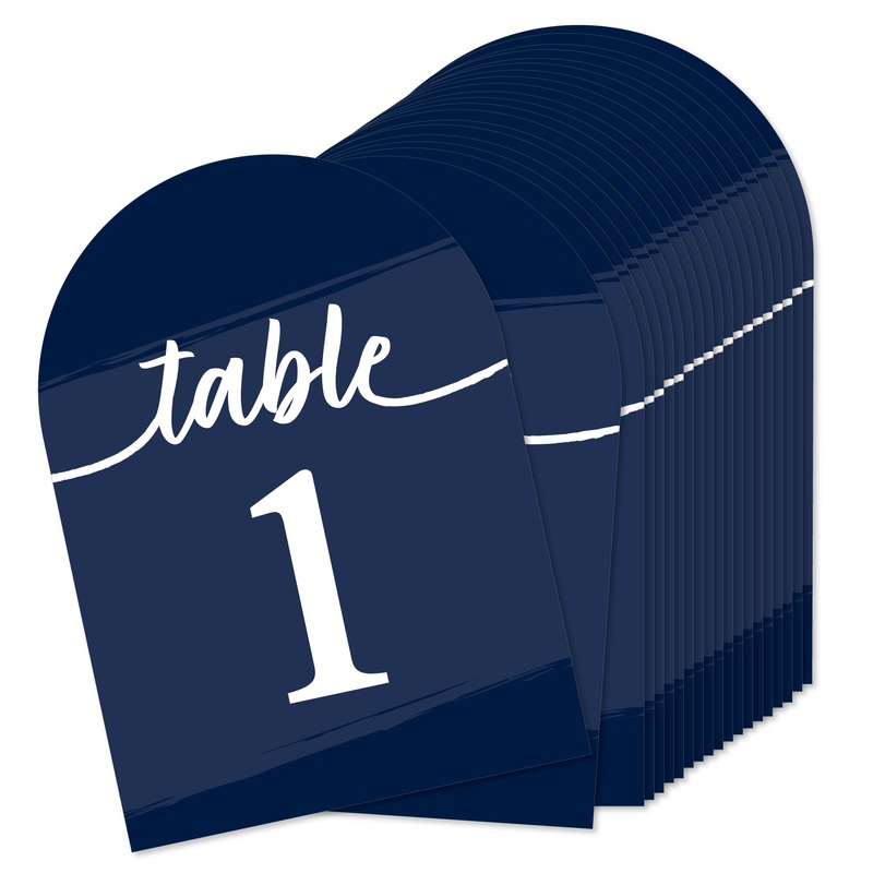 Navy Blue Elegantly Simple - Wedding Receptions, Parties or Events Double-Sided 5 x 7 inches Cards - Table Numbers - 1-20
