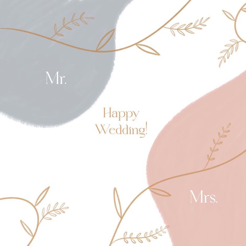 Pastel Grey And Pink Colours Happy Wedding Day