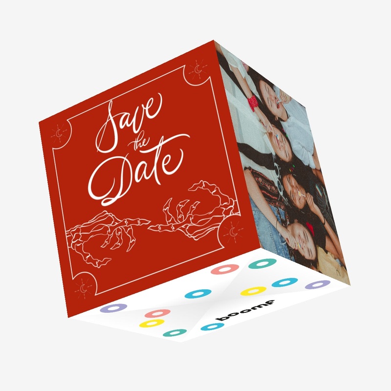 Red Background Skeleton Halloween Wedding Invitation Confetti-exploding Greetings Card