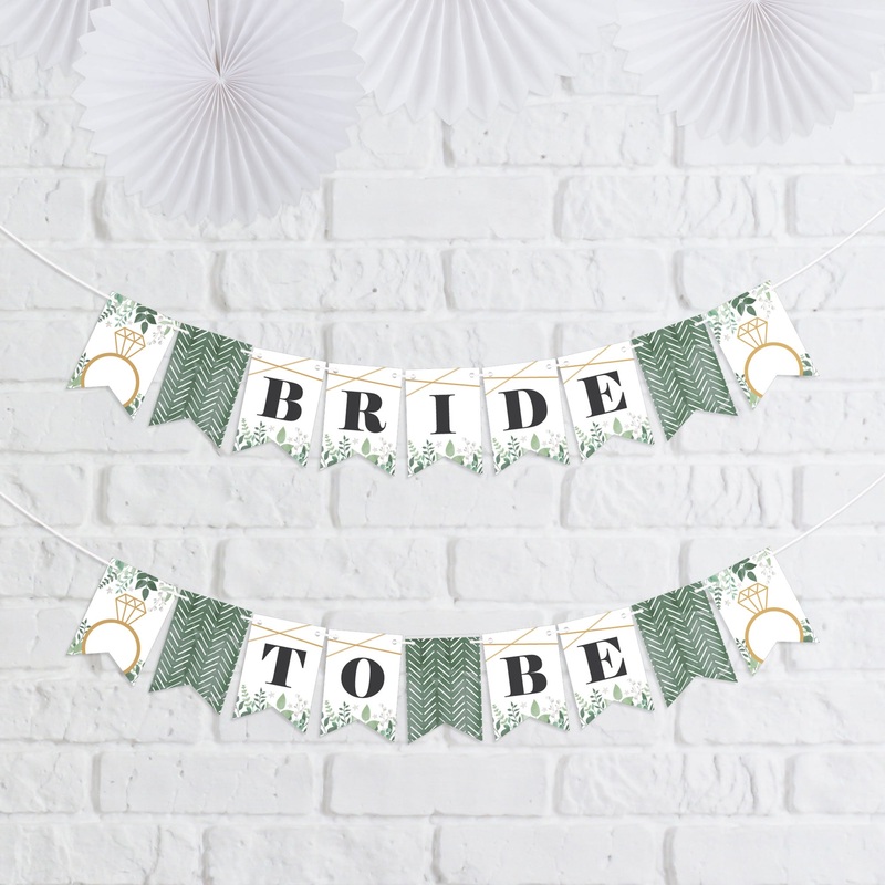 Boho Botanical Bride - Greenery Bridal Shower and Wedding Party Mini Pennant Banner - Bride To Be