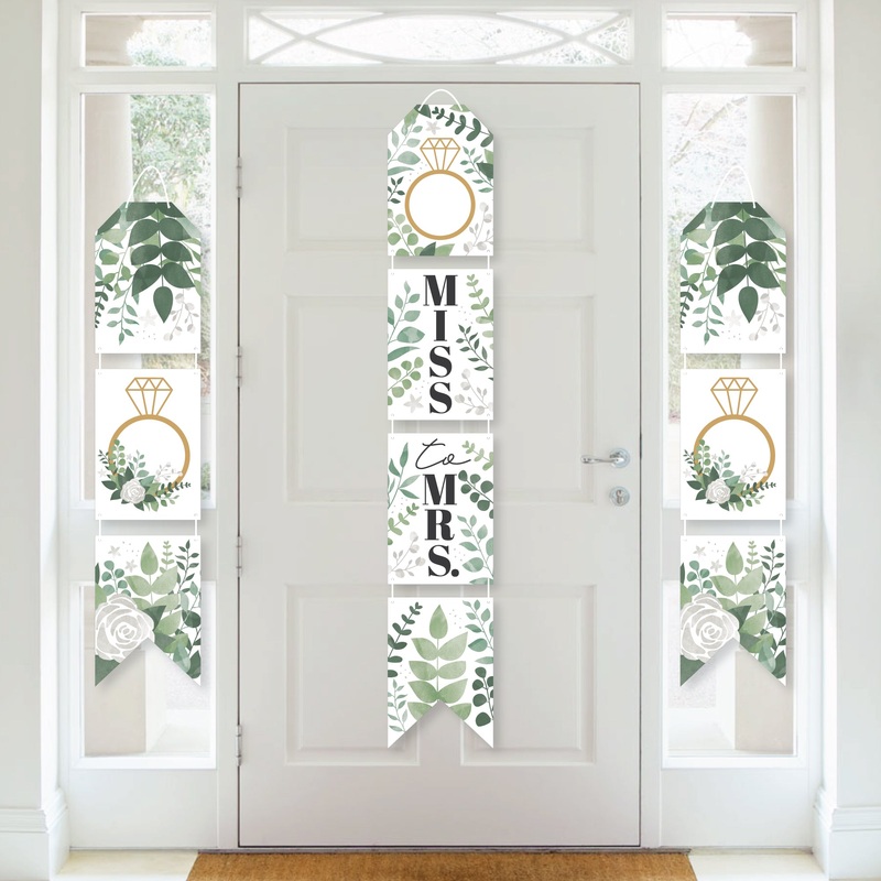 Boho Botanical Bride - Hanging Vertical Paper Door Banners - Greenery Bridal Shower and Wedding Party Wall Decoration Kit - Indoor Door Decor