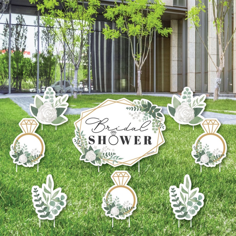 Boho Botanical Bride - Yard Sign and Outdoor Lawn Decorations - Greenery Bridal Shower and Wedding Party Yard Signs - Set of 8