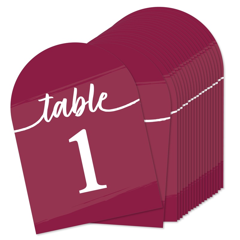 Burgundy Elegantly Simple - Wedding Receptions, Parties or Events Double-Sided 5 x 7 inches Cards - Table Numbers - 1-20