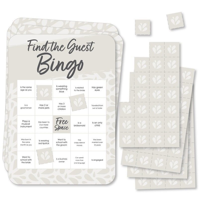 Champagne Elegantly Simple - Find the Guest Bingo Cards and Markers - Wedding and Bridal Shower Bingo Game - Set of 18