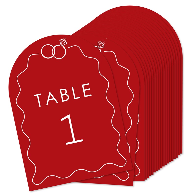 Cherry Red Wedding Rings Table Numbers - 20 Ct