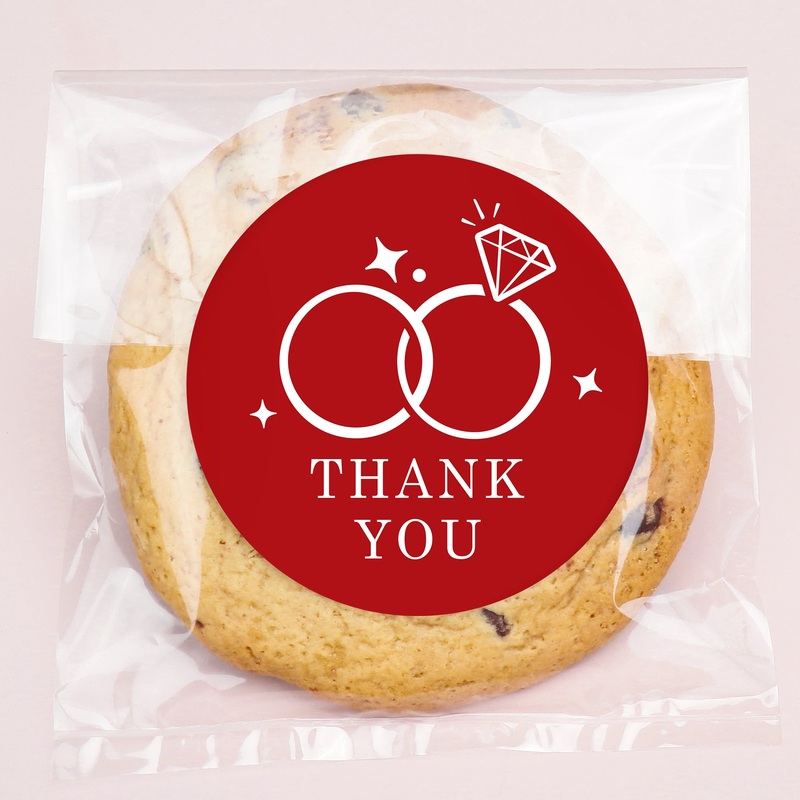 Cherry Red Wedding Thank You Stickers & Clear Cookie Bags - 25 Ct