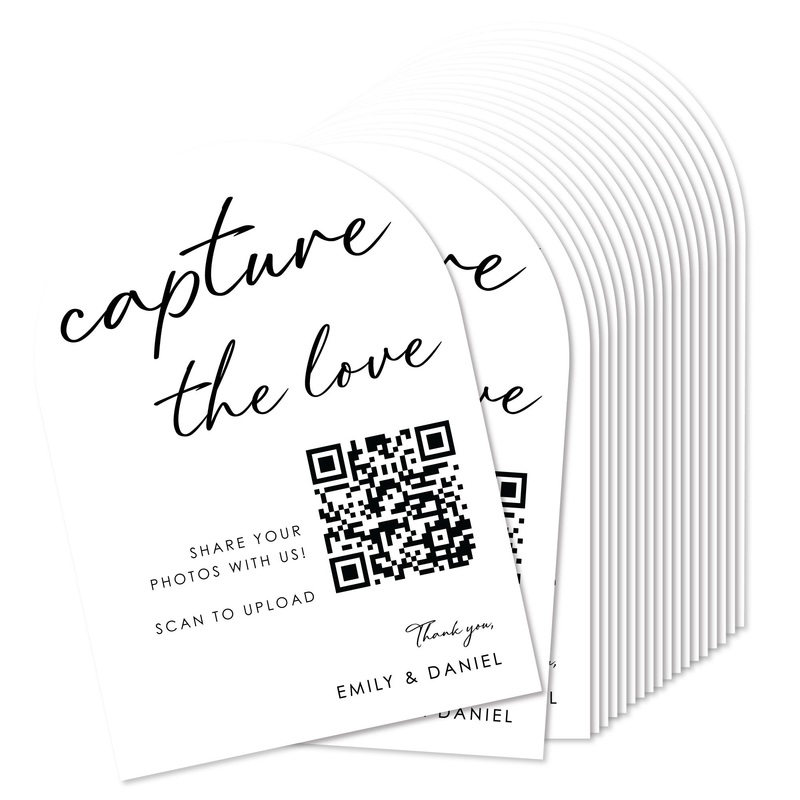 Custom Photo - Capture The Love QR Code Wedding Table Numbers - 20 Ct