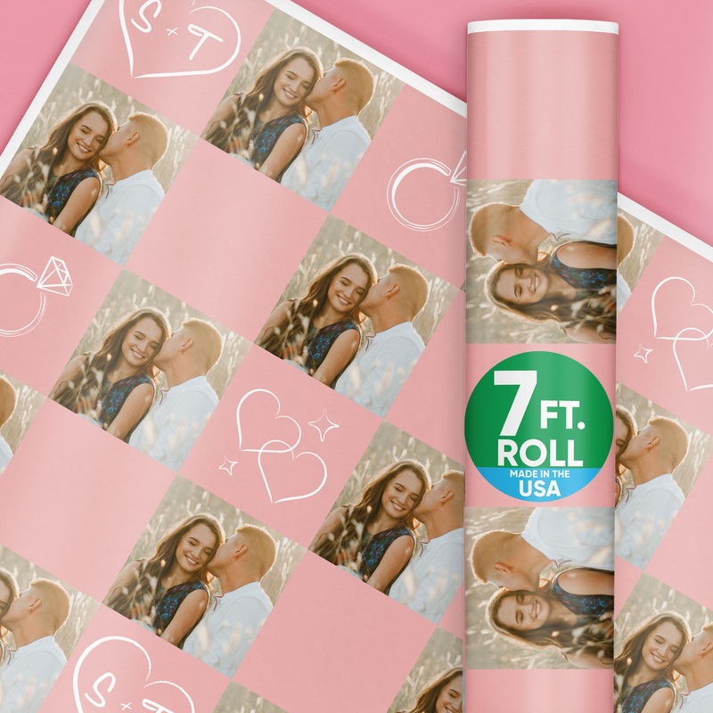 Custom Photo Wrapping Paper - Pink Wedding Rings