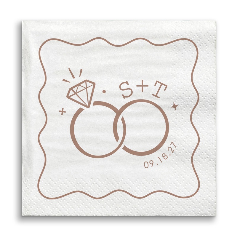 Custom Text - Mocha Brown Wedding Rings Napkins