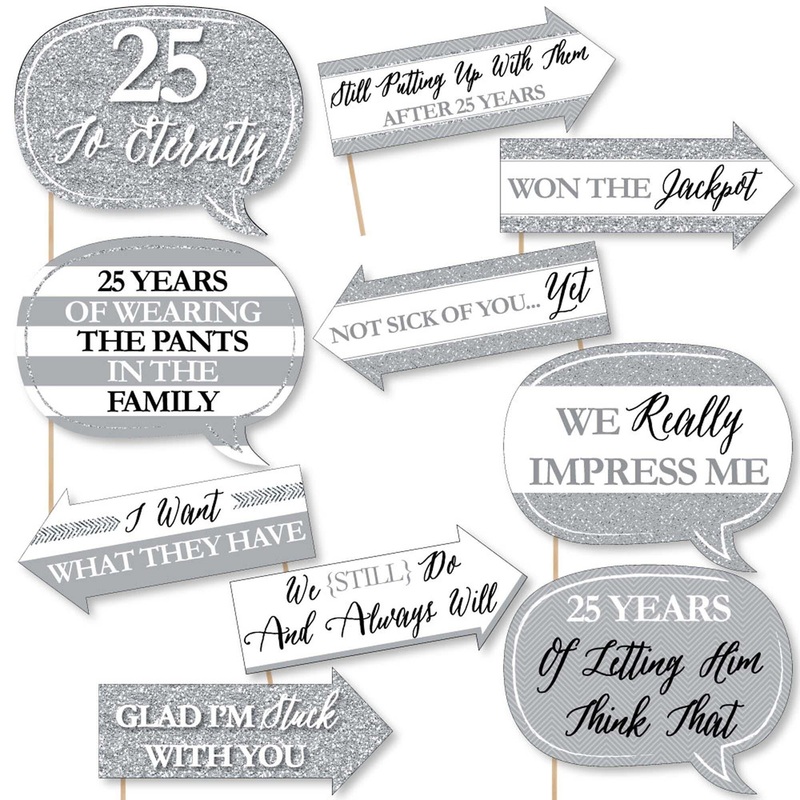 Funny We Still Do - 25th Wedding Anniversary - 10 Piece Anniversary Party Photo Booth Props Kit