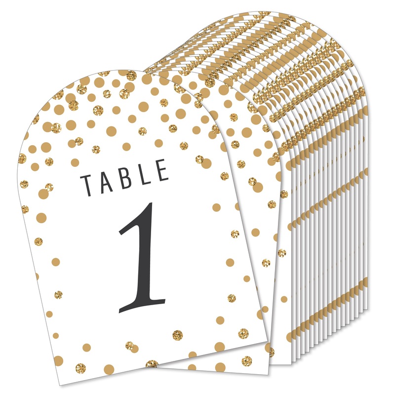 Gold Wedding - Wedding Receptions, Parties or Events Double-Sided 5 x 7 inches Cards - Table Numbers - 1-20