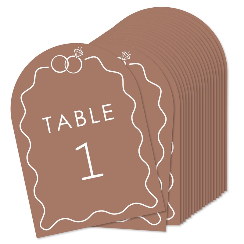 Mocha Brown Wedding Rings Table Numbers - 20 Ct