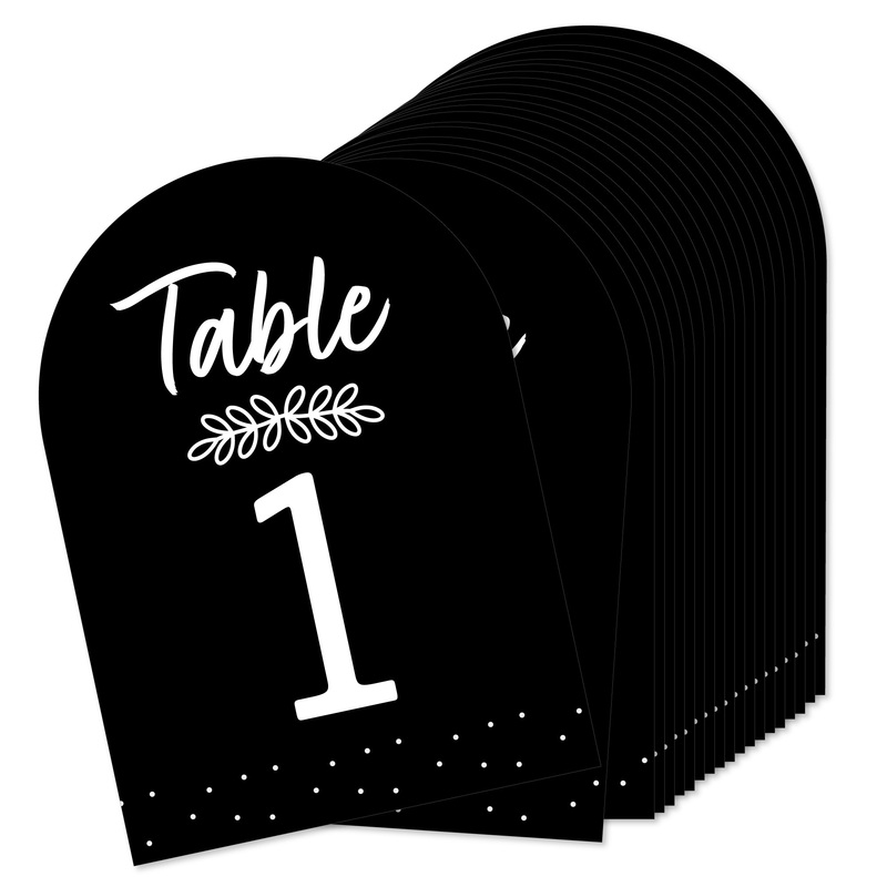 Mr. and Mrs. - Black and White Wedding or Bridal Shower Double-Sided 5 x 7 inches Cards - Table Numbers - 1-20