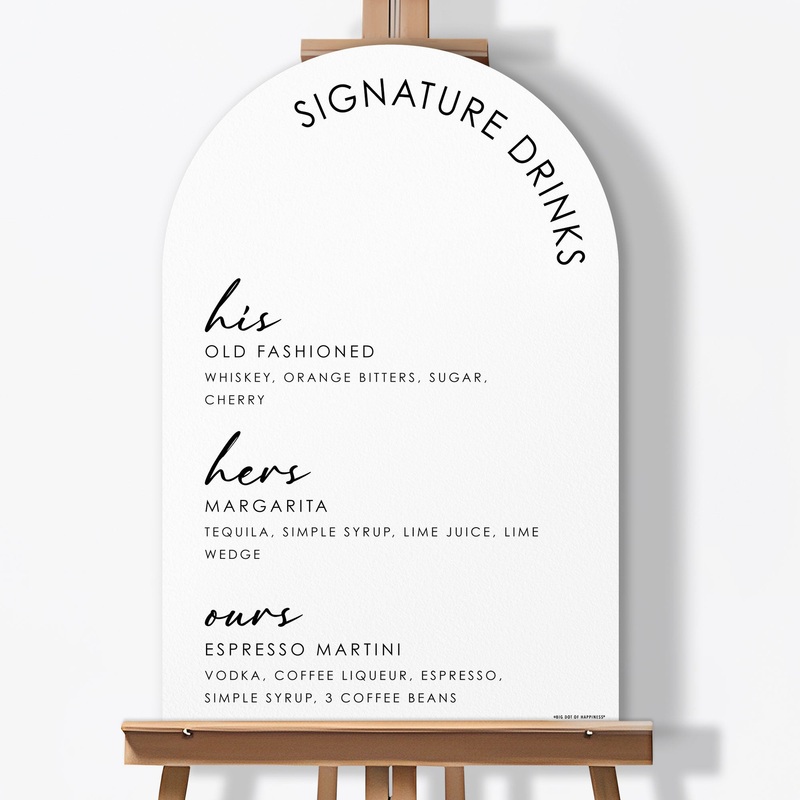 Personalized Signature Drink Menu Wedding Sign (Select Your Size)
