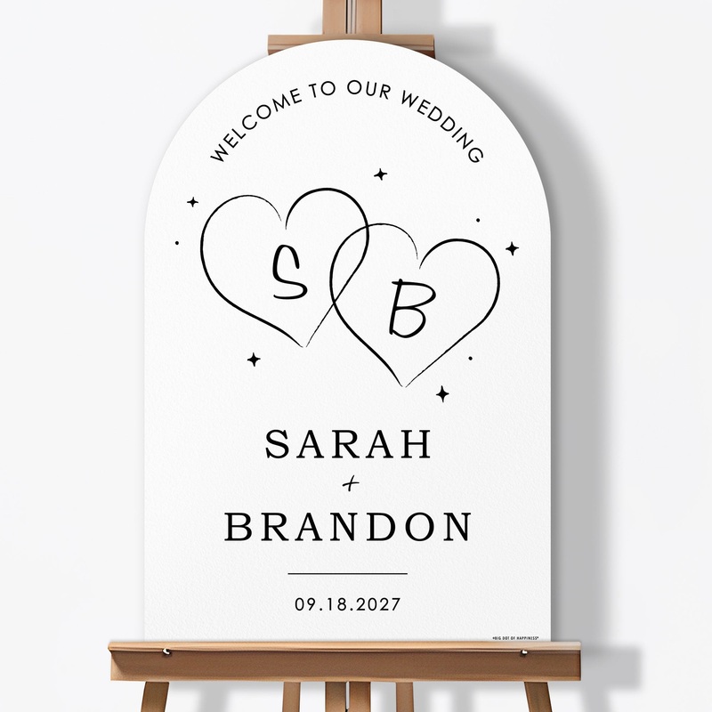Personalized Text Wedding Hearts Welcome Sign (Select Your Size)
