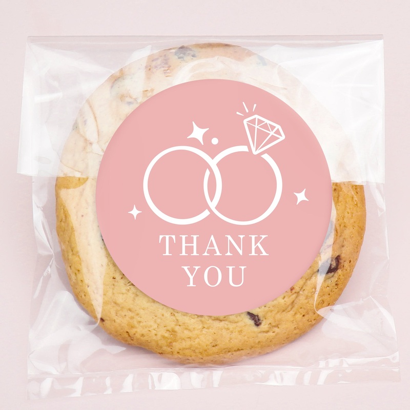 Pink Wedding Thank You Stickers & Clear Cookie Bags - 25 Ct