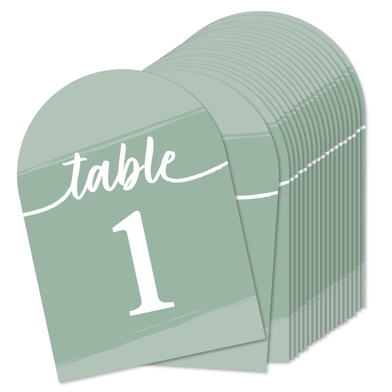 Sage Green Elegantly Simple - Wedding Receptions, Parties or Events Double-Sided 5 x 7 inches Cards - Table Numbers - 1-20