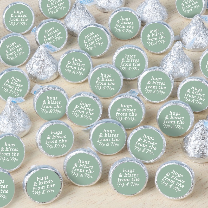 Sage Green Mr. & Mrs. Wedding Candy Stickers - 324 Ct