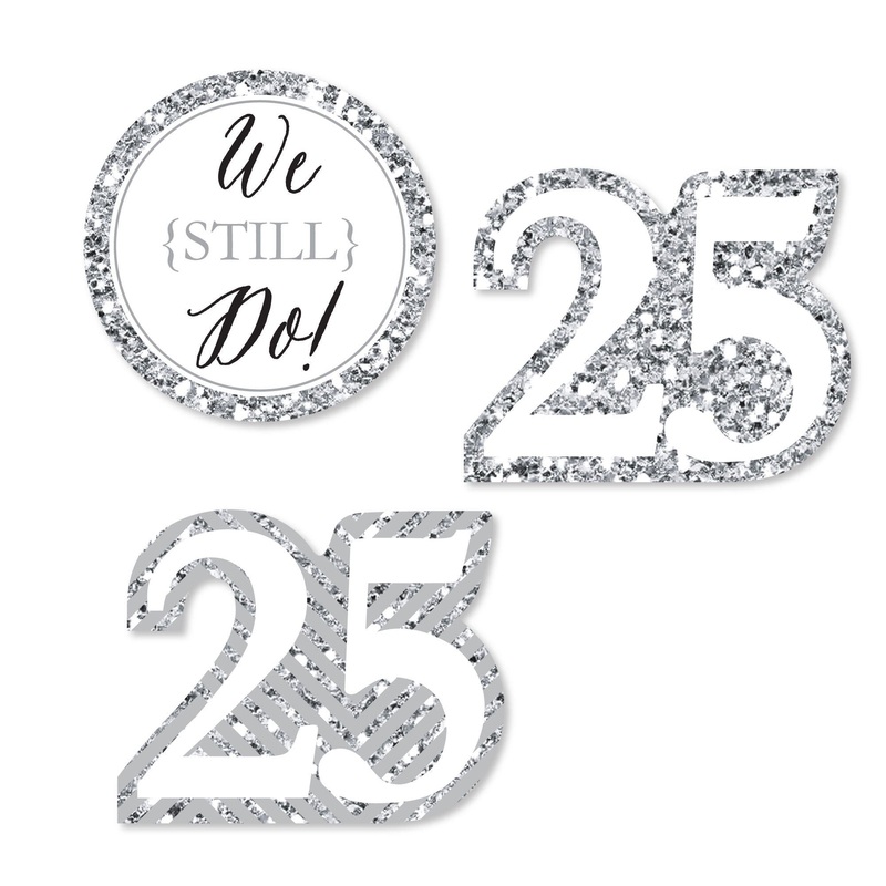 We Still Do - 25th Wedding Anniversary - DIY Shaped Wedding Anniversary Paper Cut-Outs - 24 ct