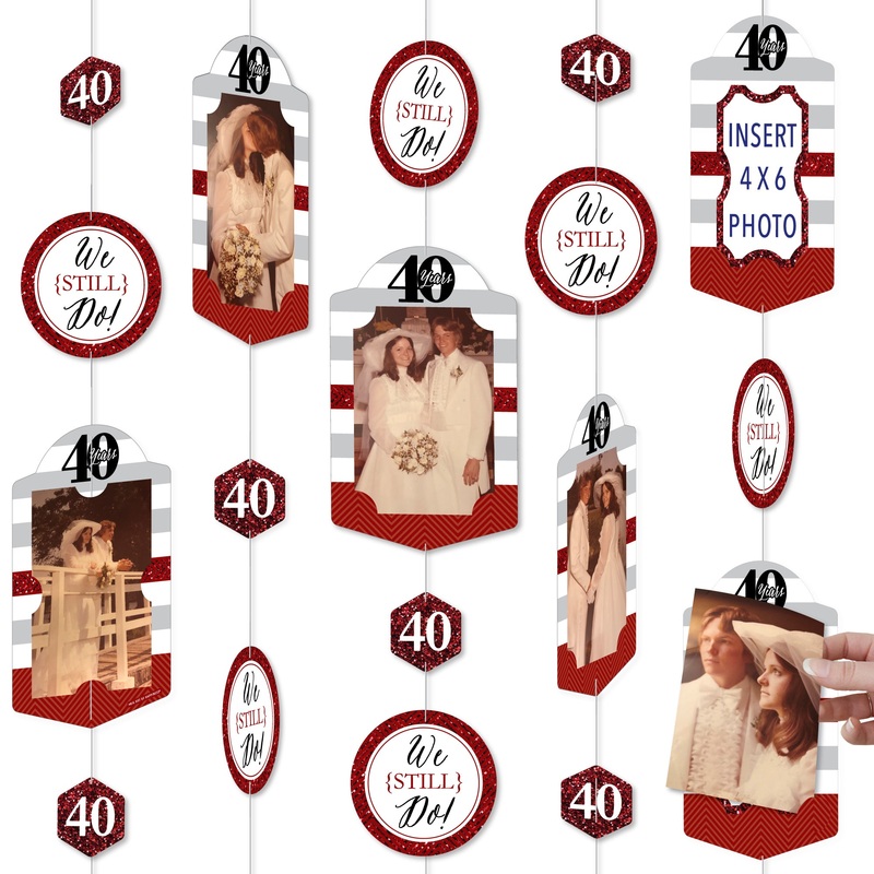 We Still Do - 40th Wedding Anniversary - Anniversary Party DIY Backdrop Decor - Hanging Vertical Photo Garland - 35 Pieces