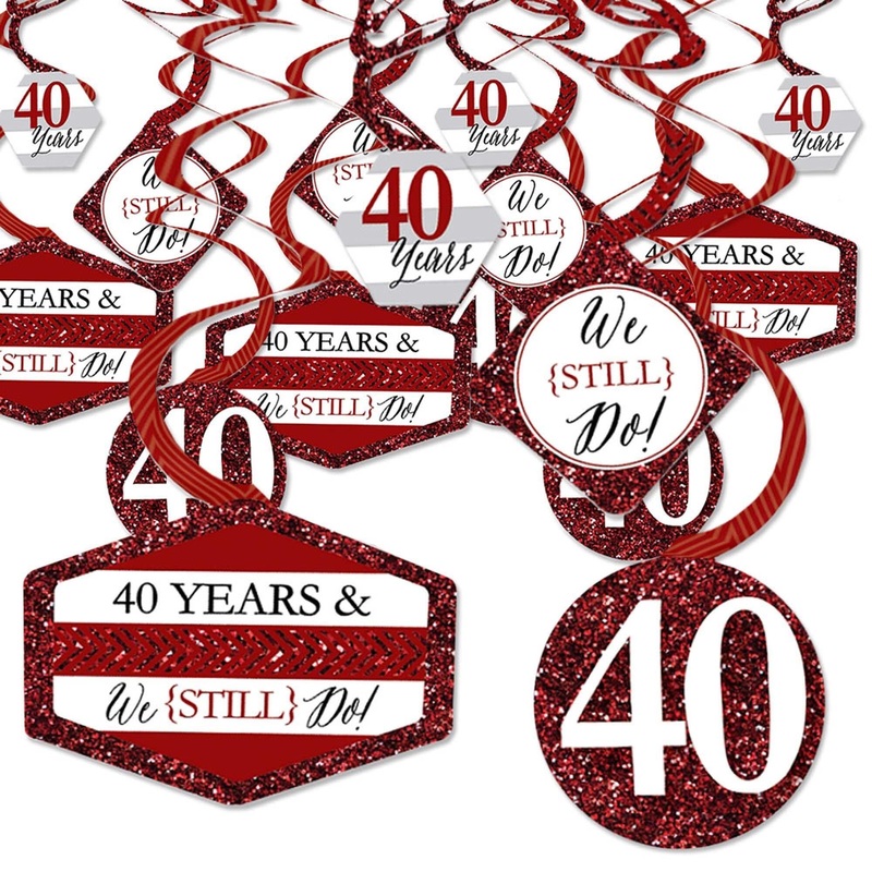 We Still Do - 40th Wedding Anniversary - Anniversary Party Hanging Decor - Party Decoration Swirls - Set of 40