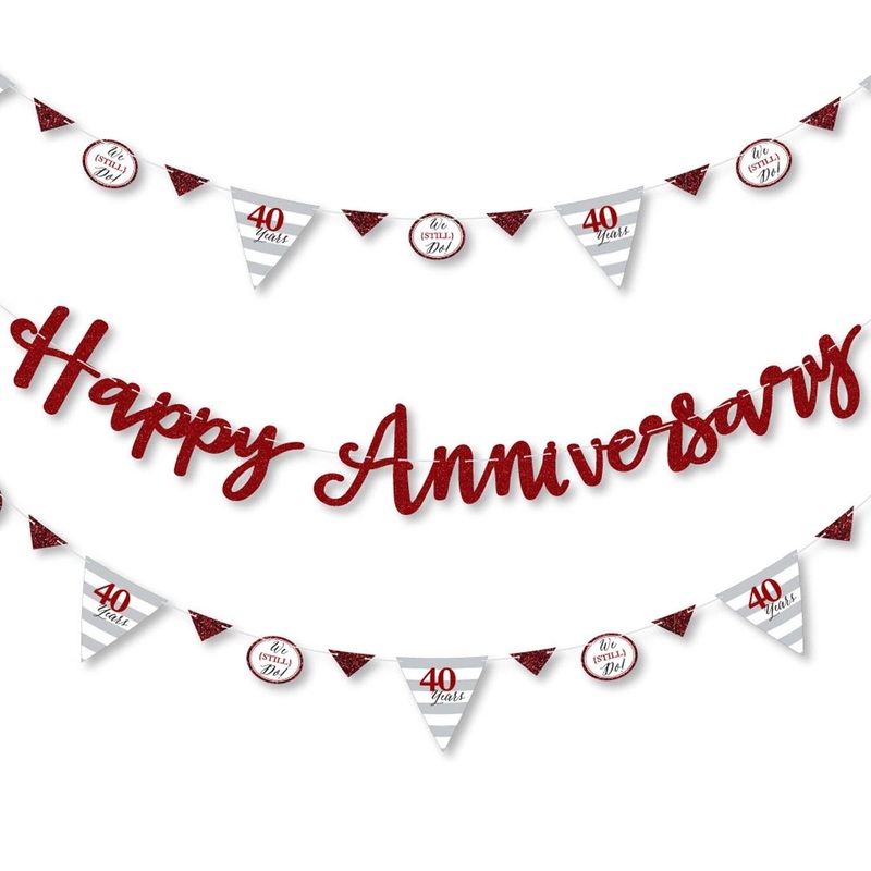 We Still Do - 40th Wedding Anniversary - Anniversary Party Letter Banner Decoration - 36 Banner Cutouts and Happy Anniversary Banner Letters