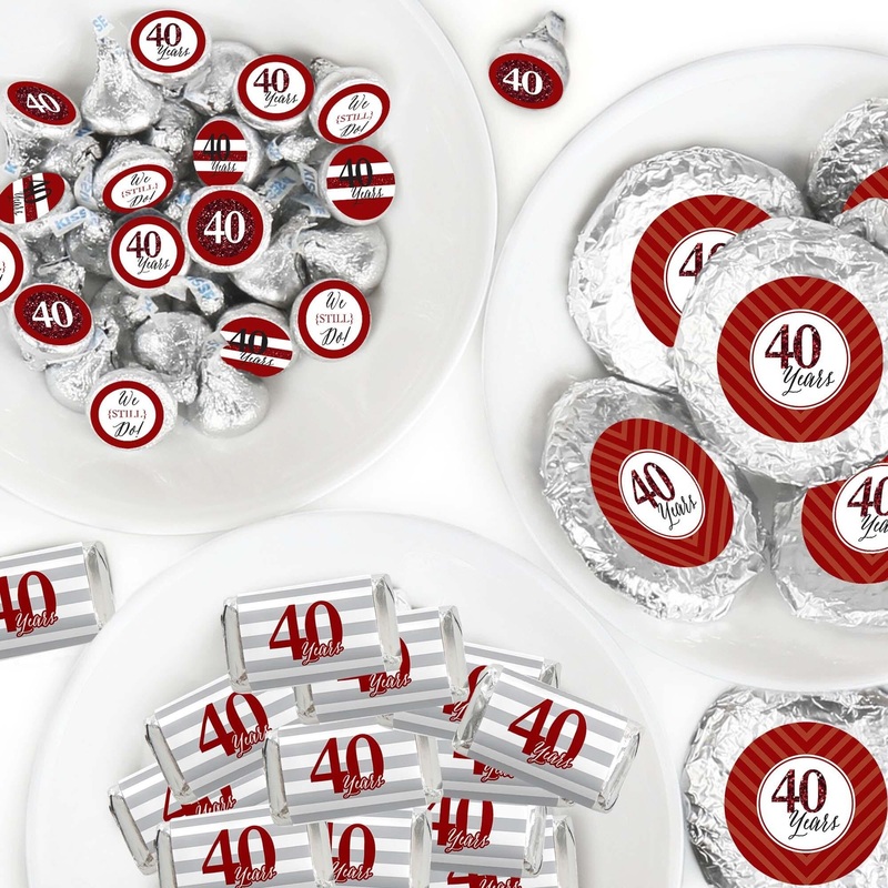 We Still Do - 40th Wedding Anniversary - Mini Candy Bar Wrappers, Round Candy Stickers and Circle Stickers - Anniversary Party Candy Favor Sticker Kit - 304 Pieces
