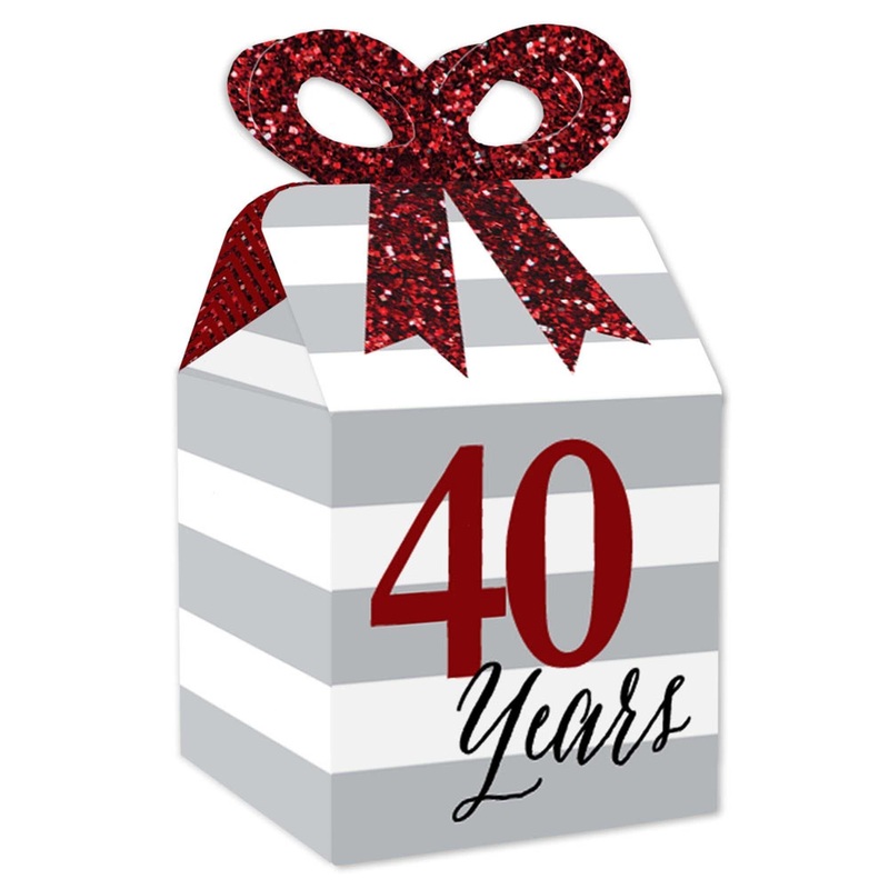 We Still Do - 40th Wedding Anniversary - Square Favor Gift Boxes - Anniversary Party Bow Boxes - Set of 12